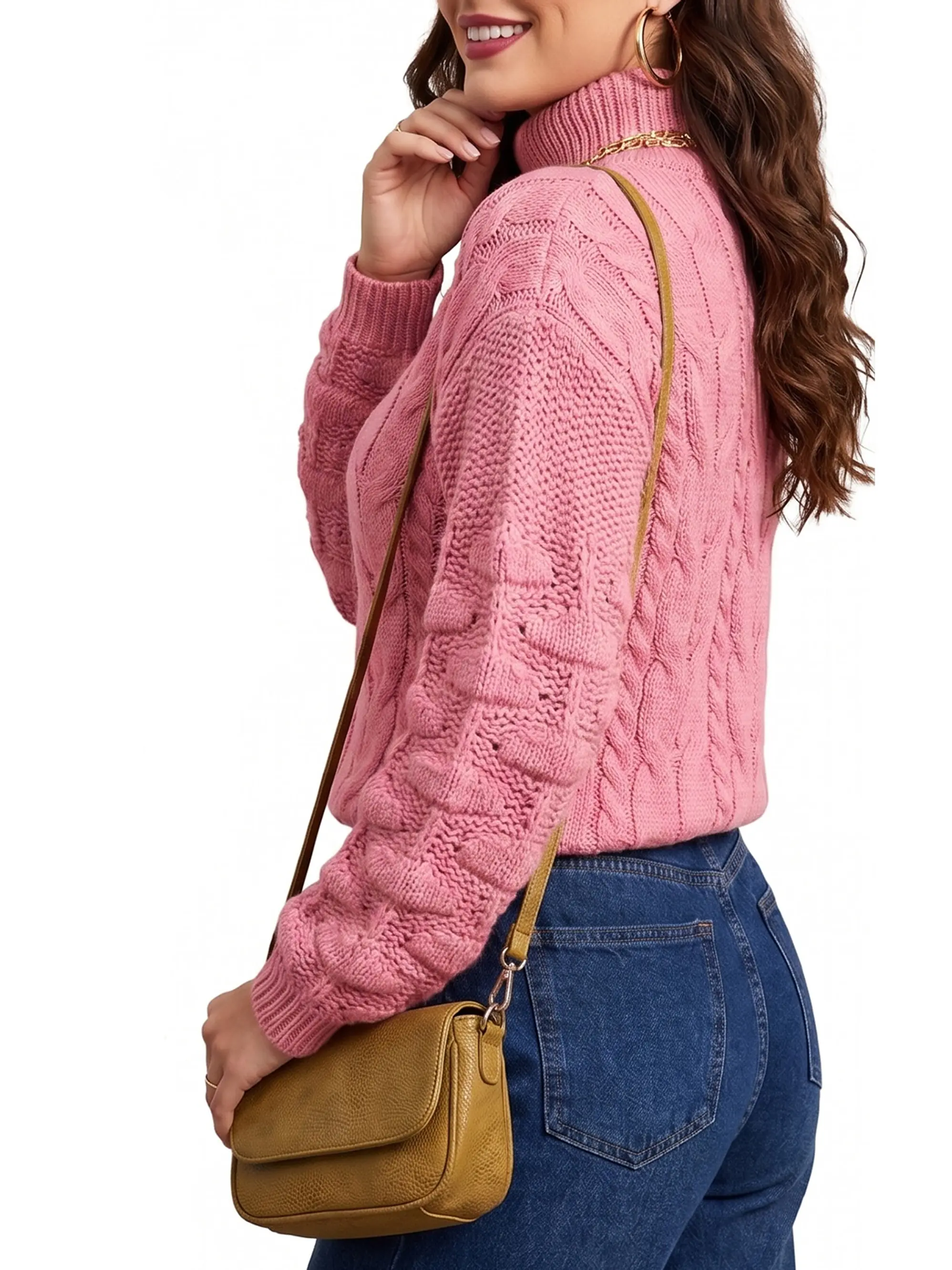 Chaleco mujer lana manga pompón Pandora cuello alto 8