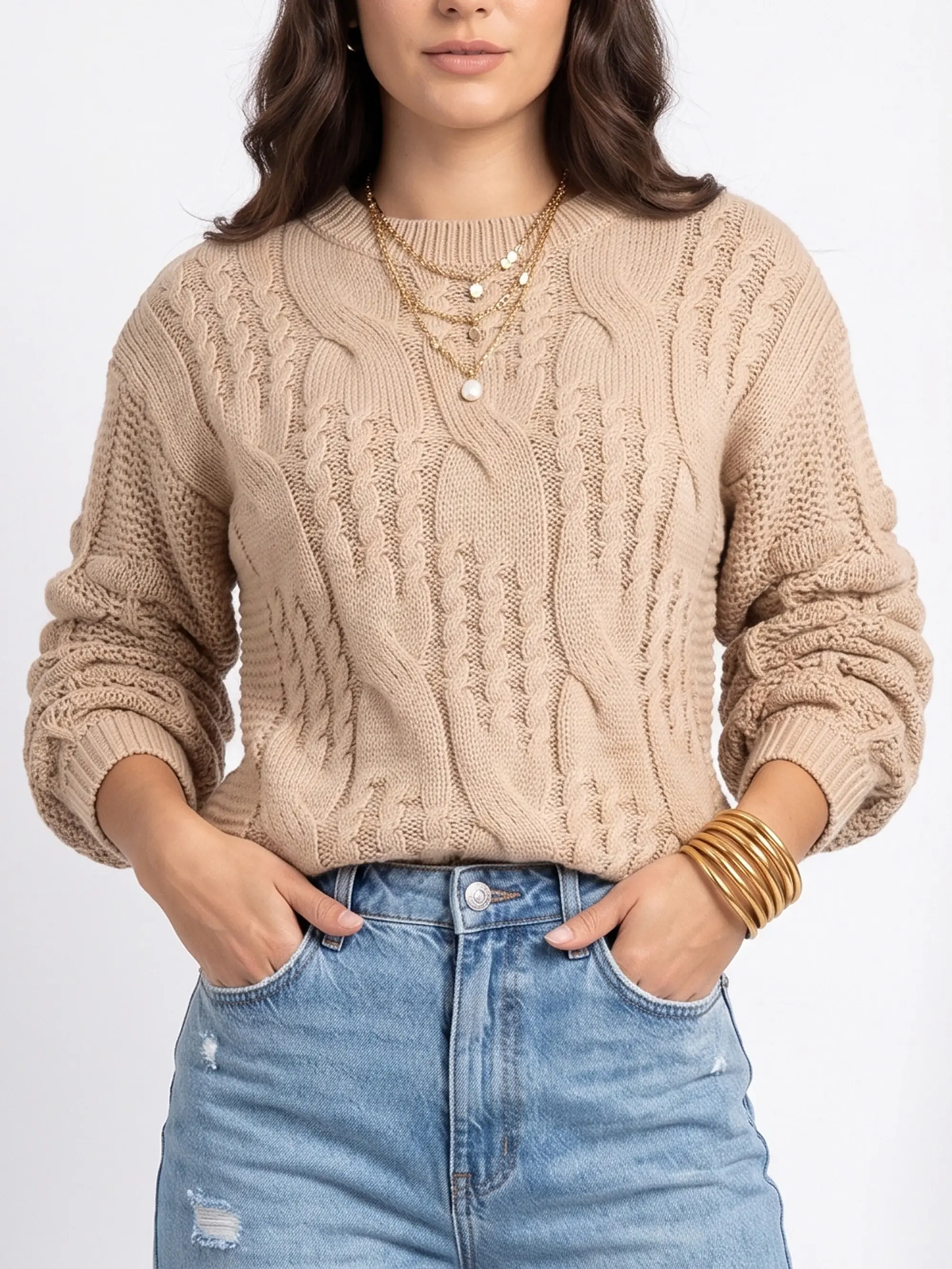 Chaleco mujer lana manga pompón Pandora 4