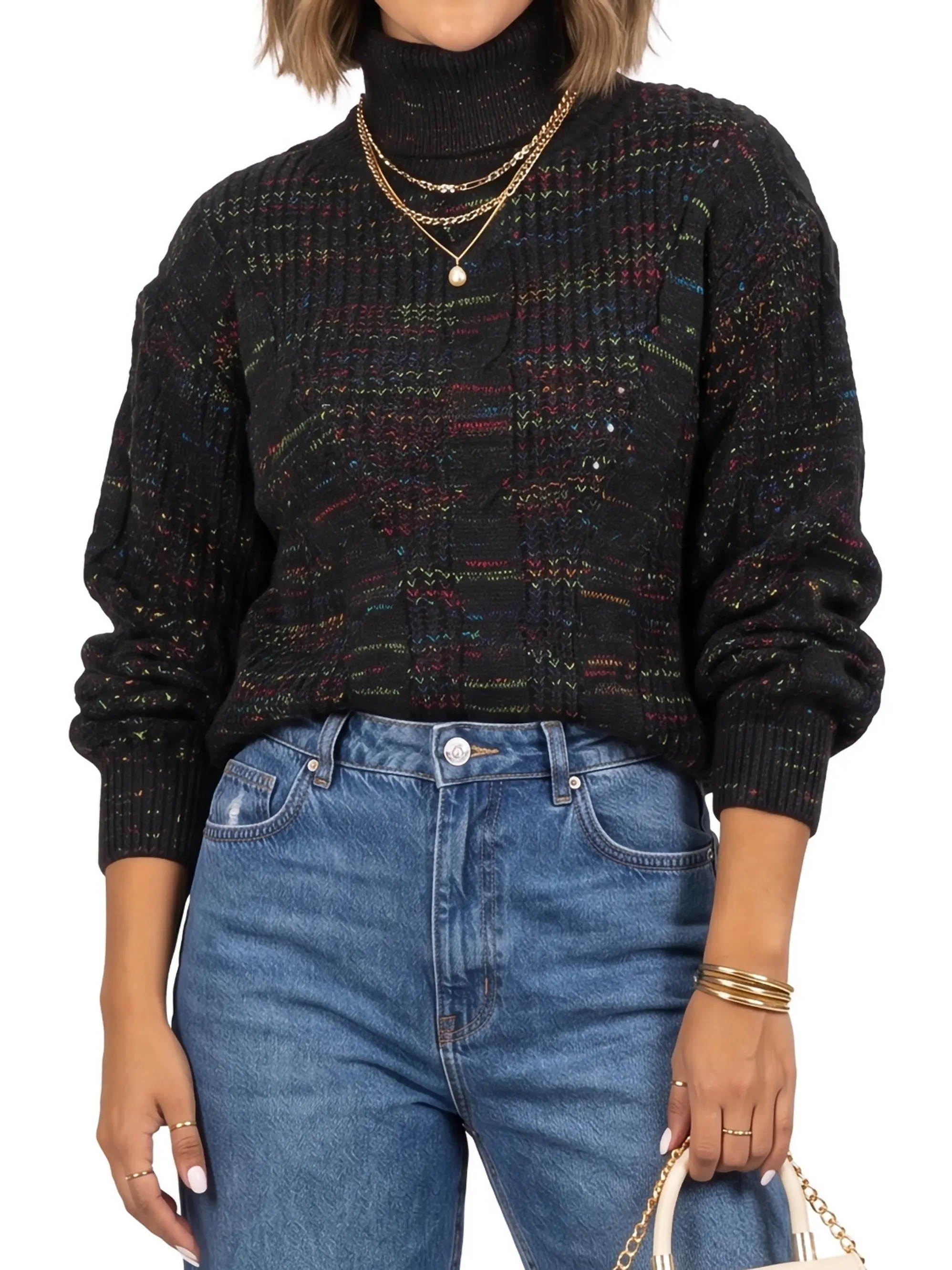 Chaleco mujer lana reciclada jaspeado manga englobada colores 4