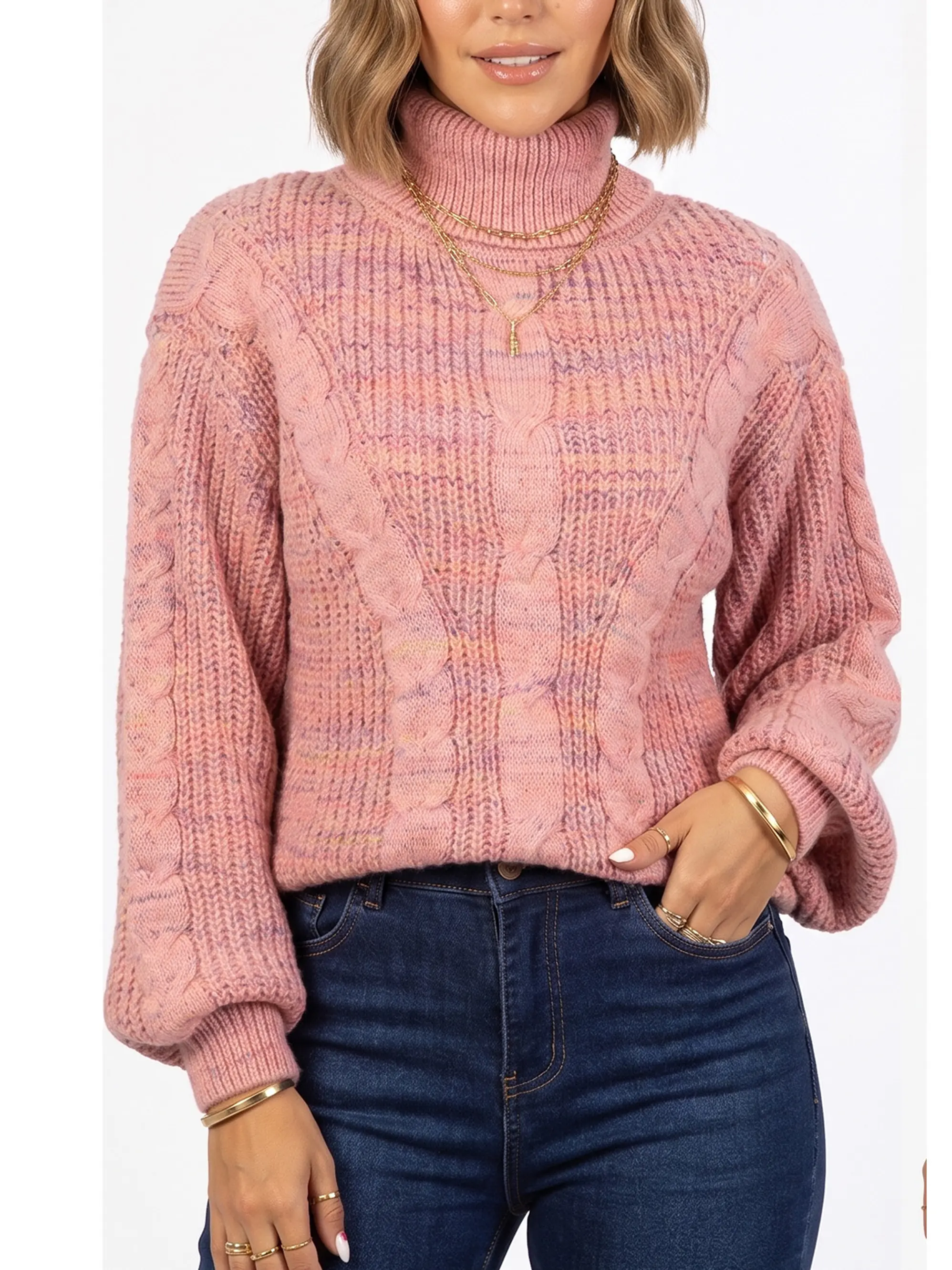 Chaleco mujer lana reciclada jaspeado manga englobada colores 11