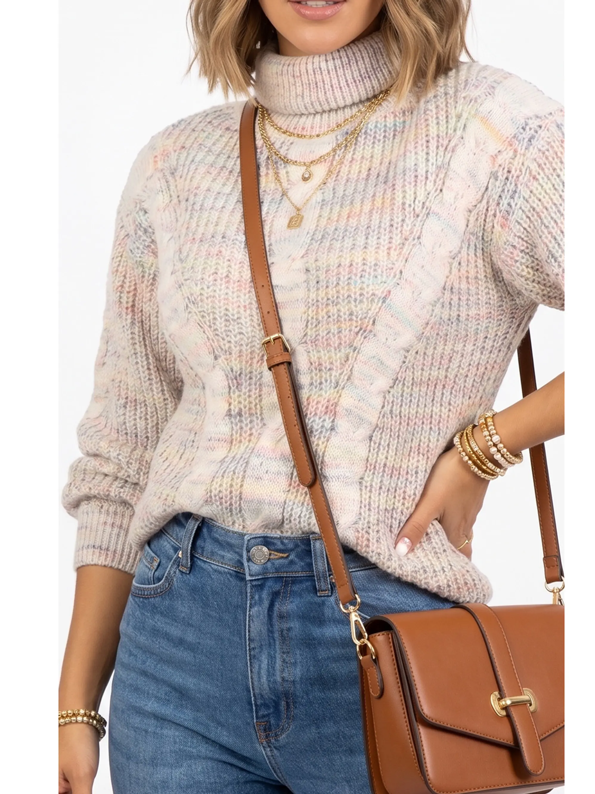 Chaleco mujer lana reciclada jaspeado manga englobada colores 16