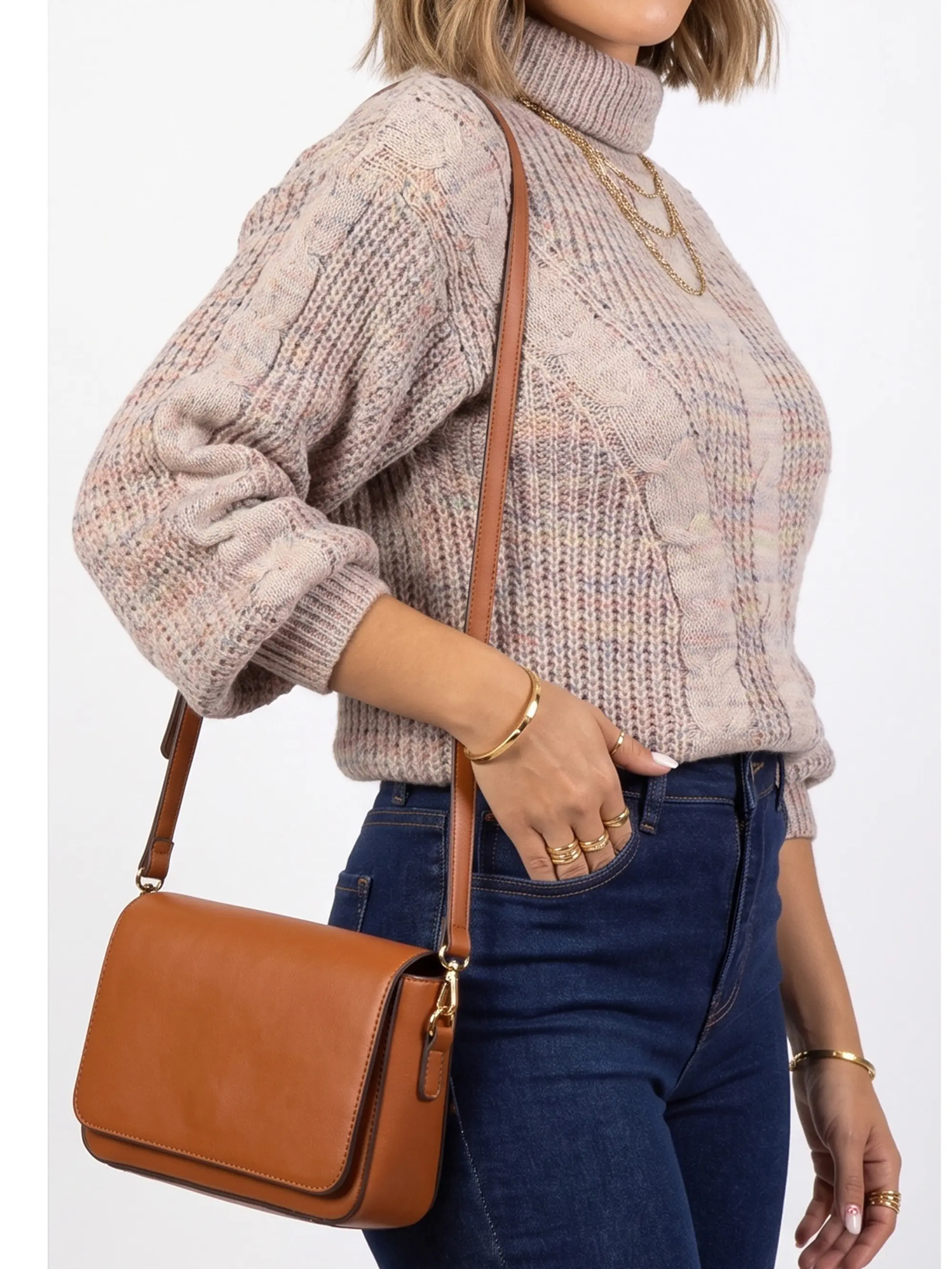 Chaleco mujer lana reciclada jaspeado manga englobada colores 17