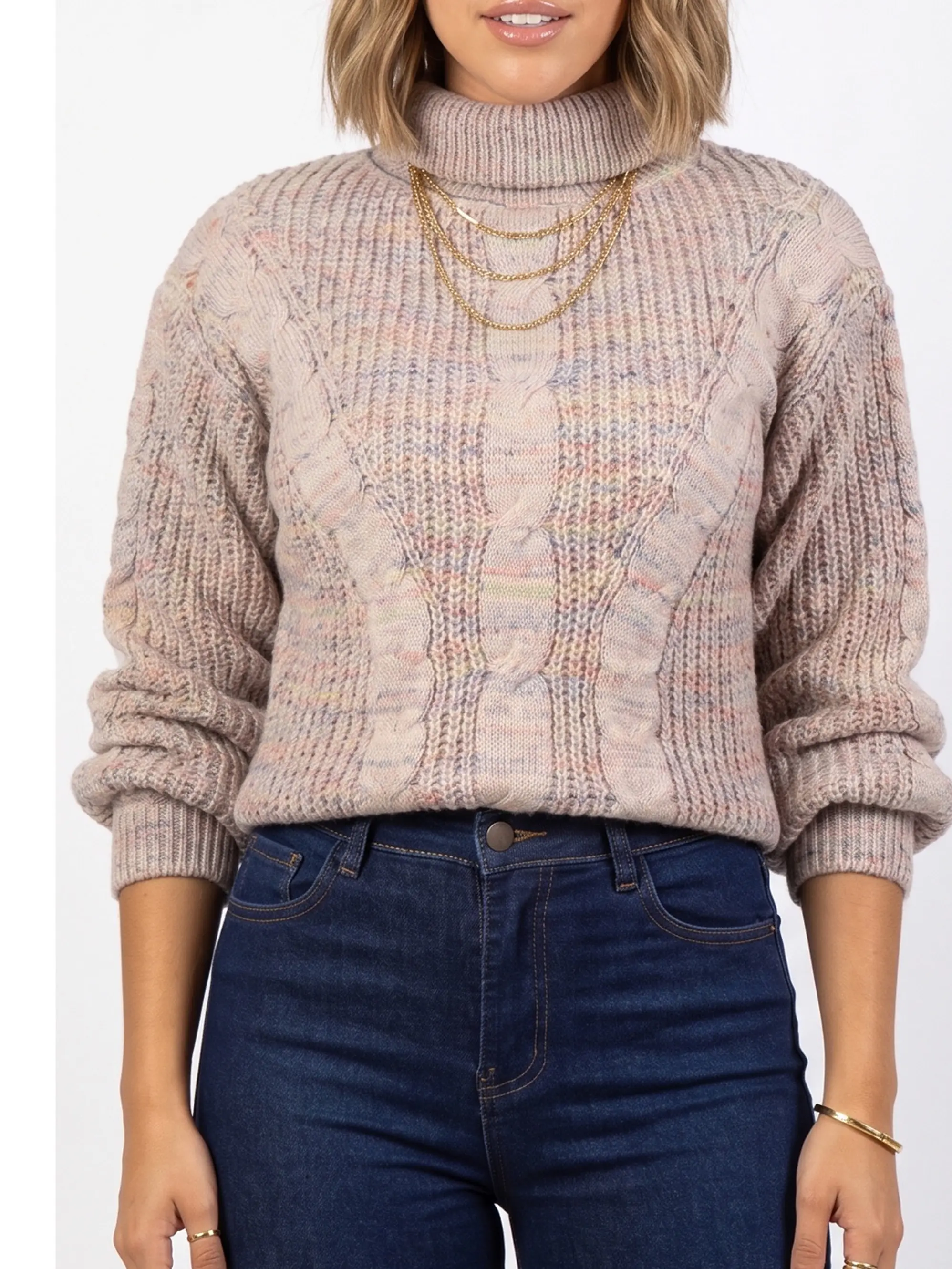 Chaleco mujer lana reciclada jaspeado manga englobada colores 18