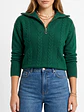 Sweater Mujer Con Medio Cierre Y Trenzas Colores - Miniatura 6