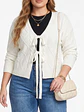 Cardigan Mujer Tejido Trenzado Corto Con Lazos Casual - Miniatura 4
