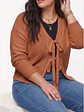 Cardigan Mujer Tejido Trenzado Corto Con Lazos Casual - Miniatura 5