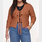Cardigan Mujer Tejido Trenzado Corto Con Lazos Casual - Miniatura 6