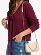 Cardigan Mujer Tejido Trenzado Corto Con Lazos Casual - Miniatura 2