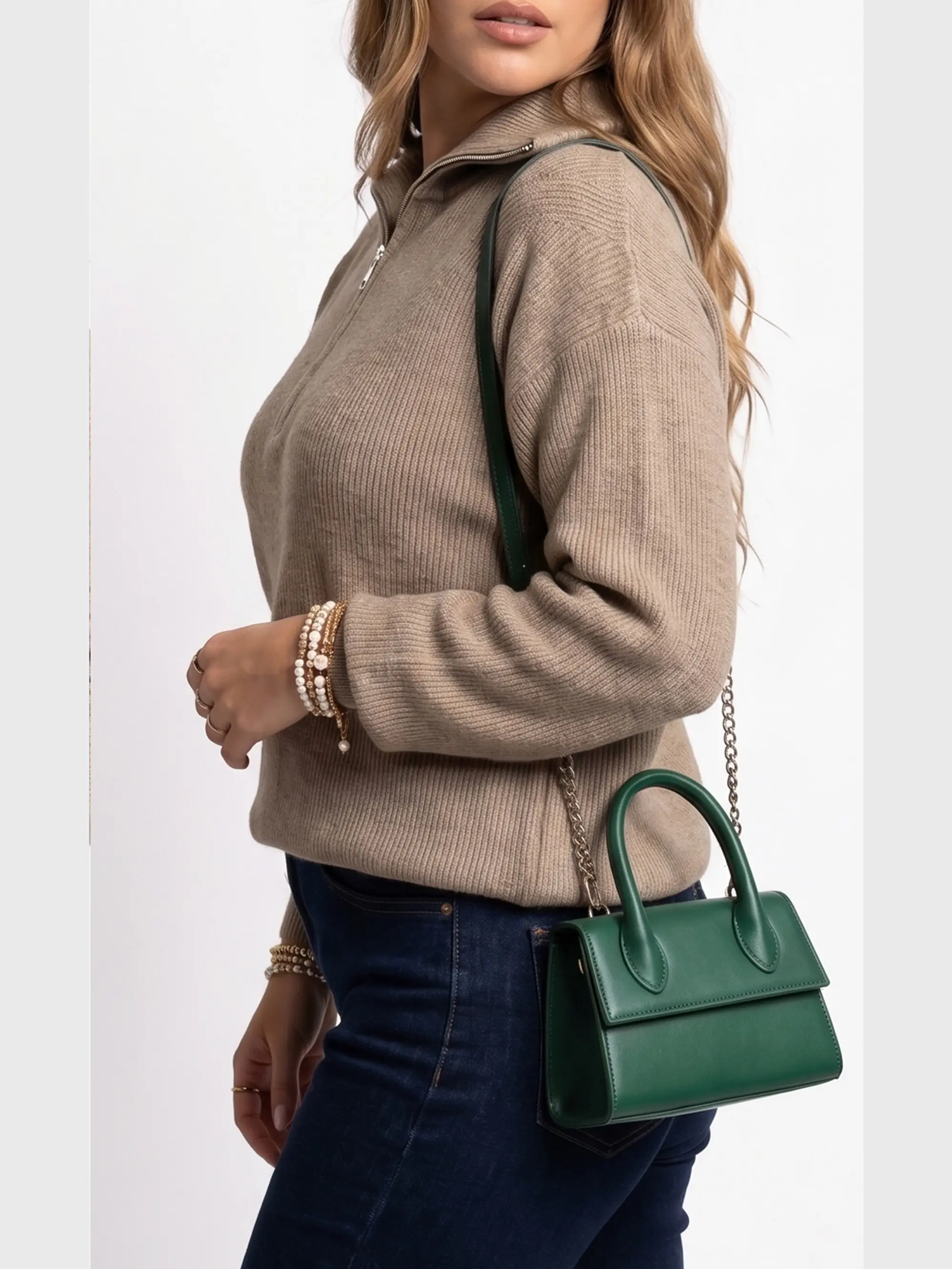 Sweater Tejido con Medio Cierre Metálico y Cuello Alto 6