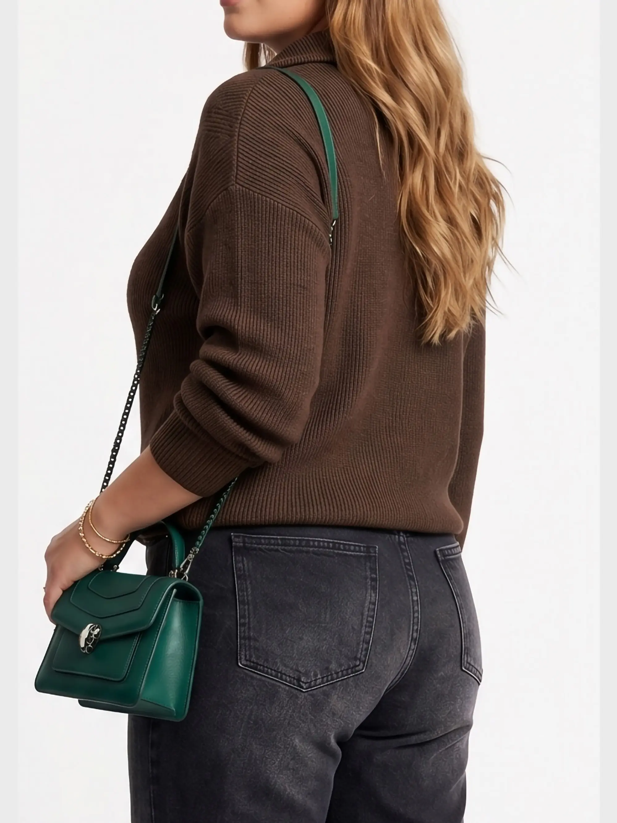 Sweater Tejido con Medio Cierre Metálico y Cuello Alto 2