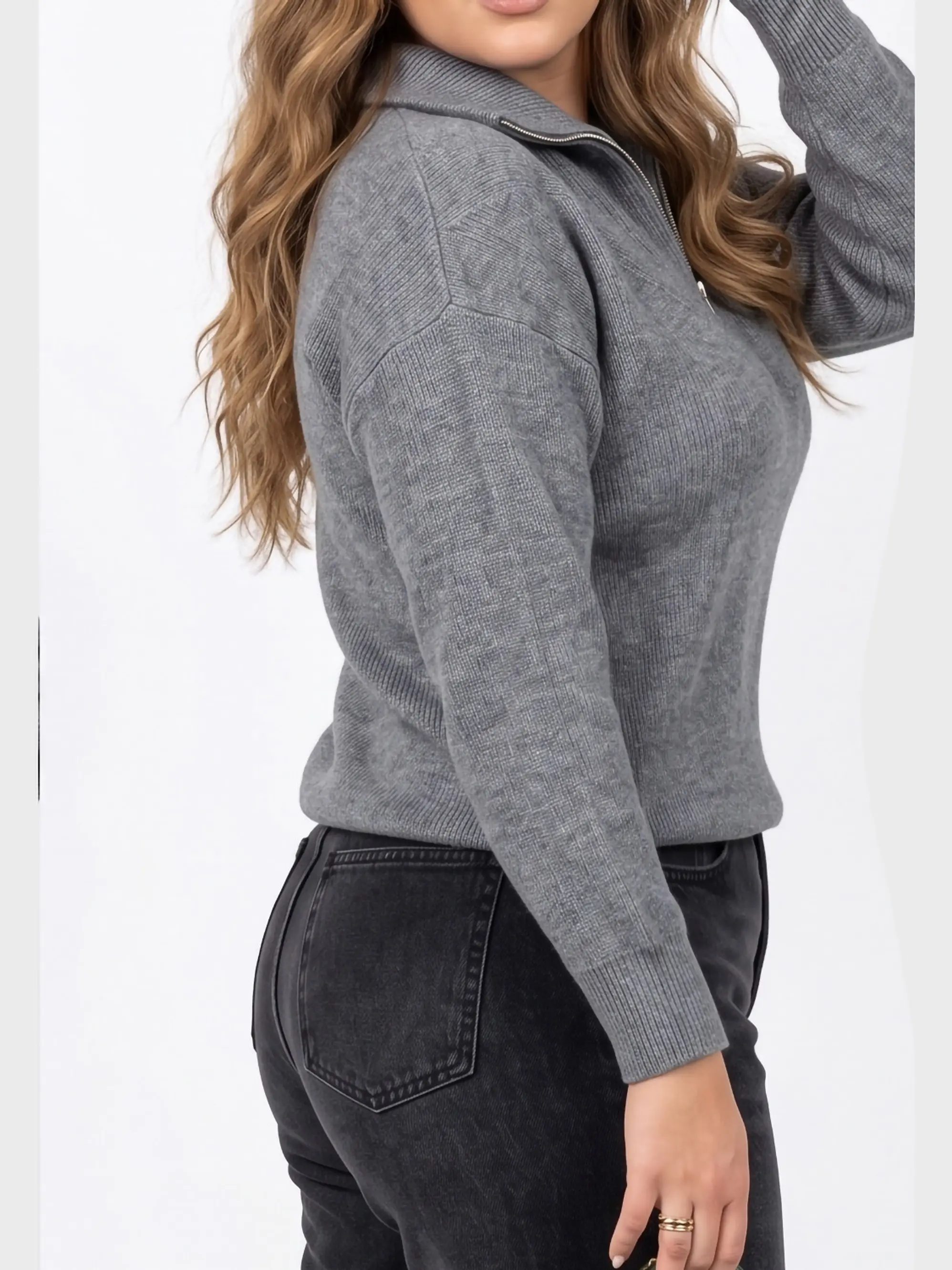 Sweater Tejido con Medio Cierre Metálico y Cuello Alto 10