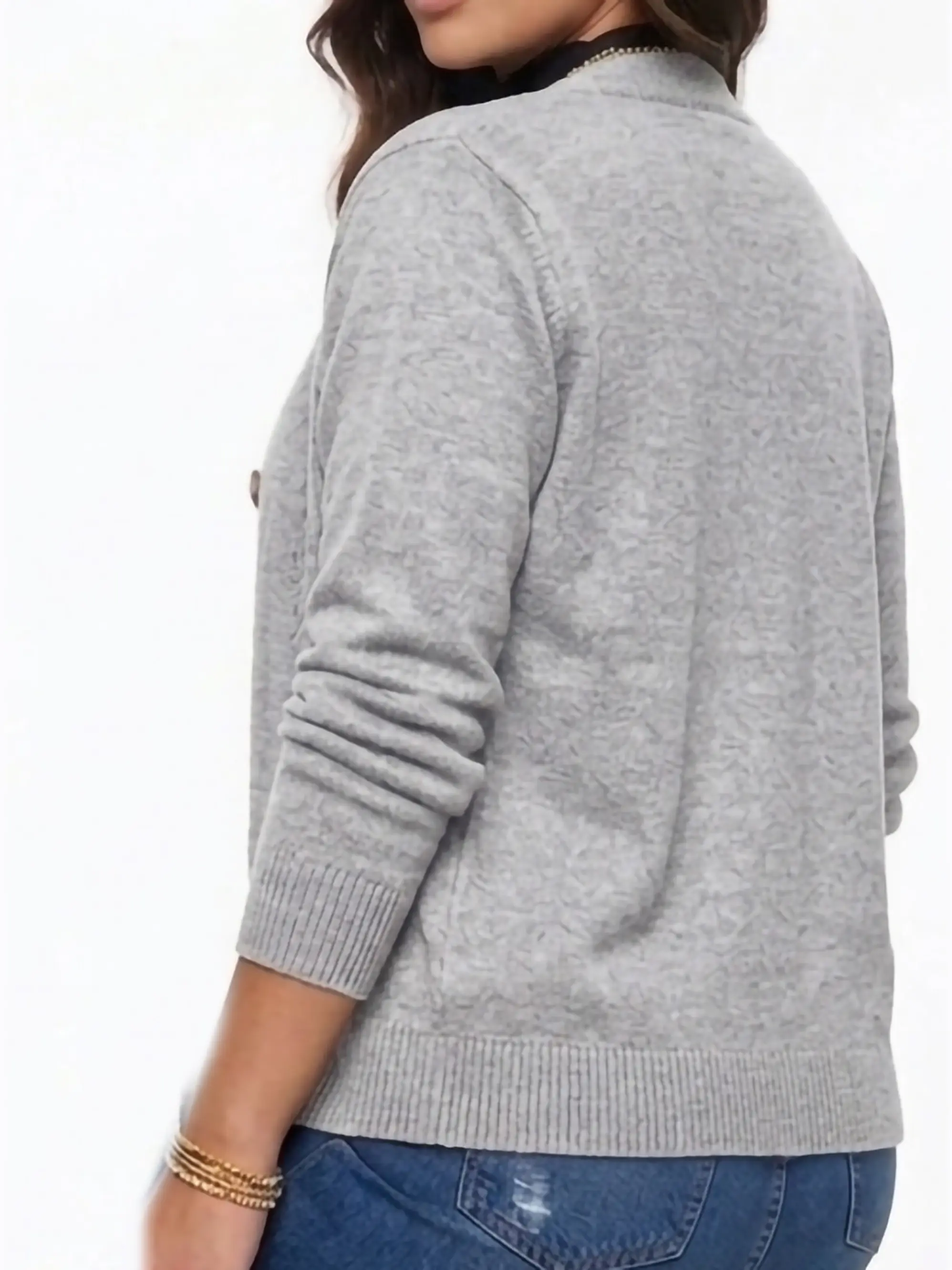 Cardigan Sweater Con Botones Bolsillos Chaleco Tejido Mujer 4
