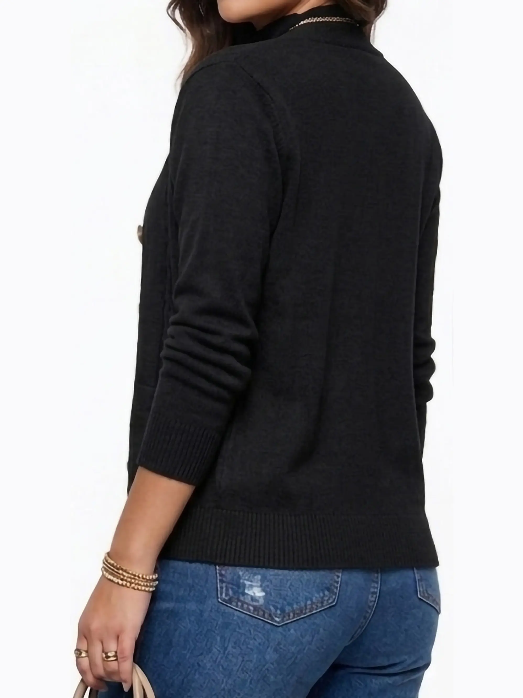 Cardigan Sweater Con Botones Bolsillos Chaleco Tejido Mujer 2