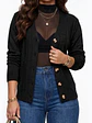 Cardigan Sweater Con Botones Bolsillos Chaleco Tejido Mujer - Miniatura 1