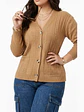 Cardigan Sweater Con Botones Bolsillos Chaleco Tejido Mujer - Miniatura 5