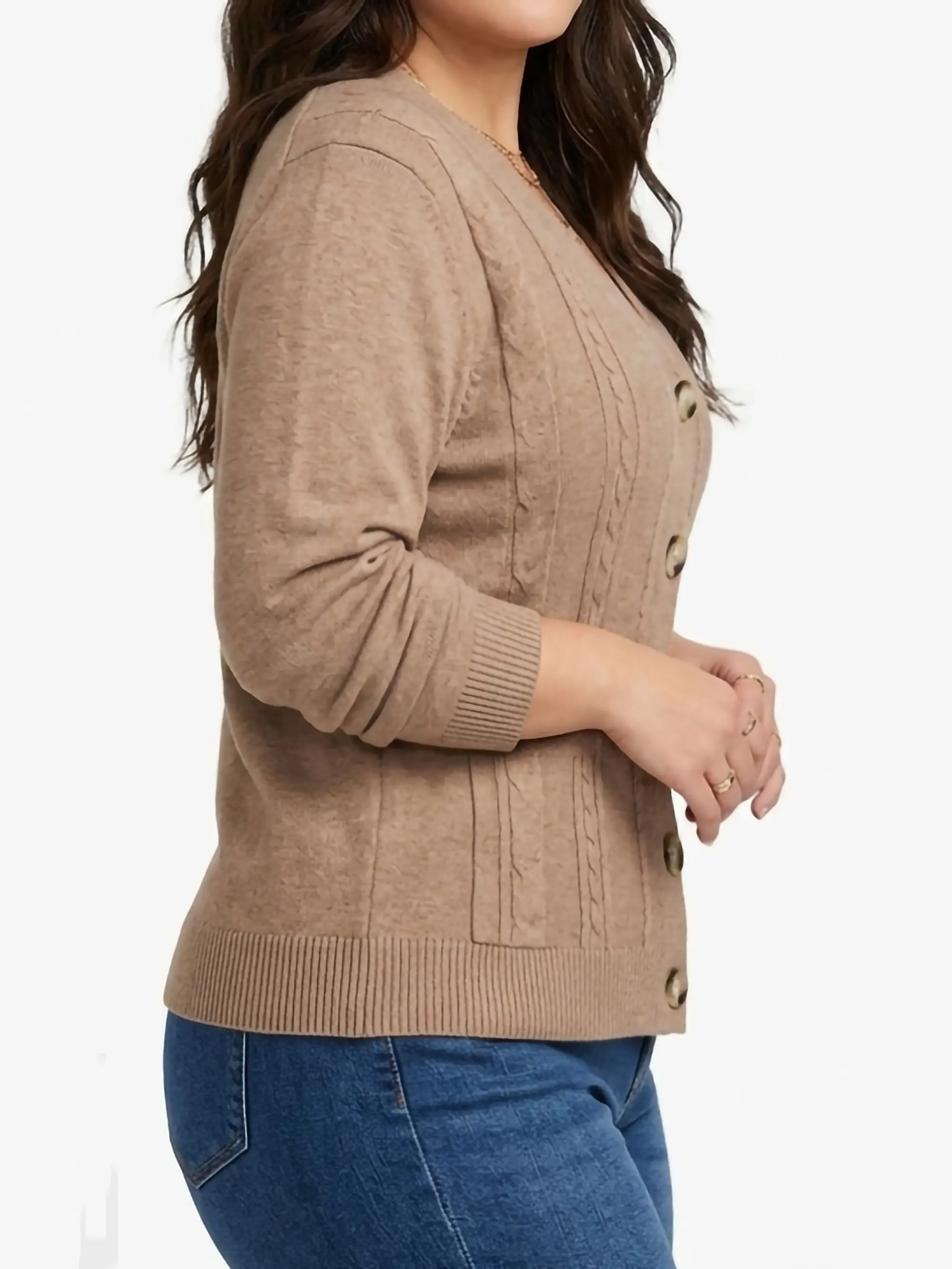 Cardigan Sweater Con Botones Bolsillos Chaleco Tejido Mujer 14