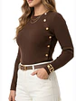 Sweater Rib Acanalado Ajustado Botones Dorados Fino - Miniatura 2