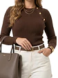 Sweater Rib Acanalado Ajustado Botones Dorados Fino - Miniatura 1