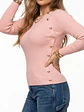 Sweater Rib Acanalado Ajustado Botones Dorados Fino - Miniatura 7