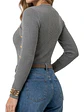 Sweater Rib Acanalado Ajustado Botones Dorados Fino - Miniatura 15