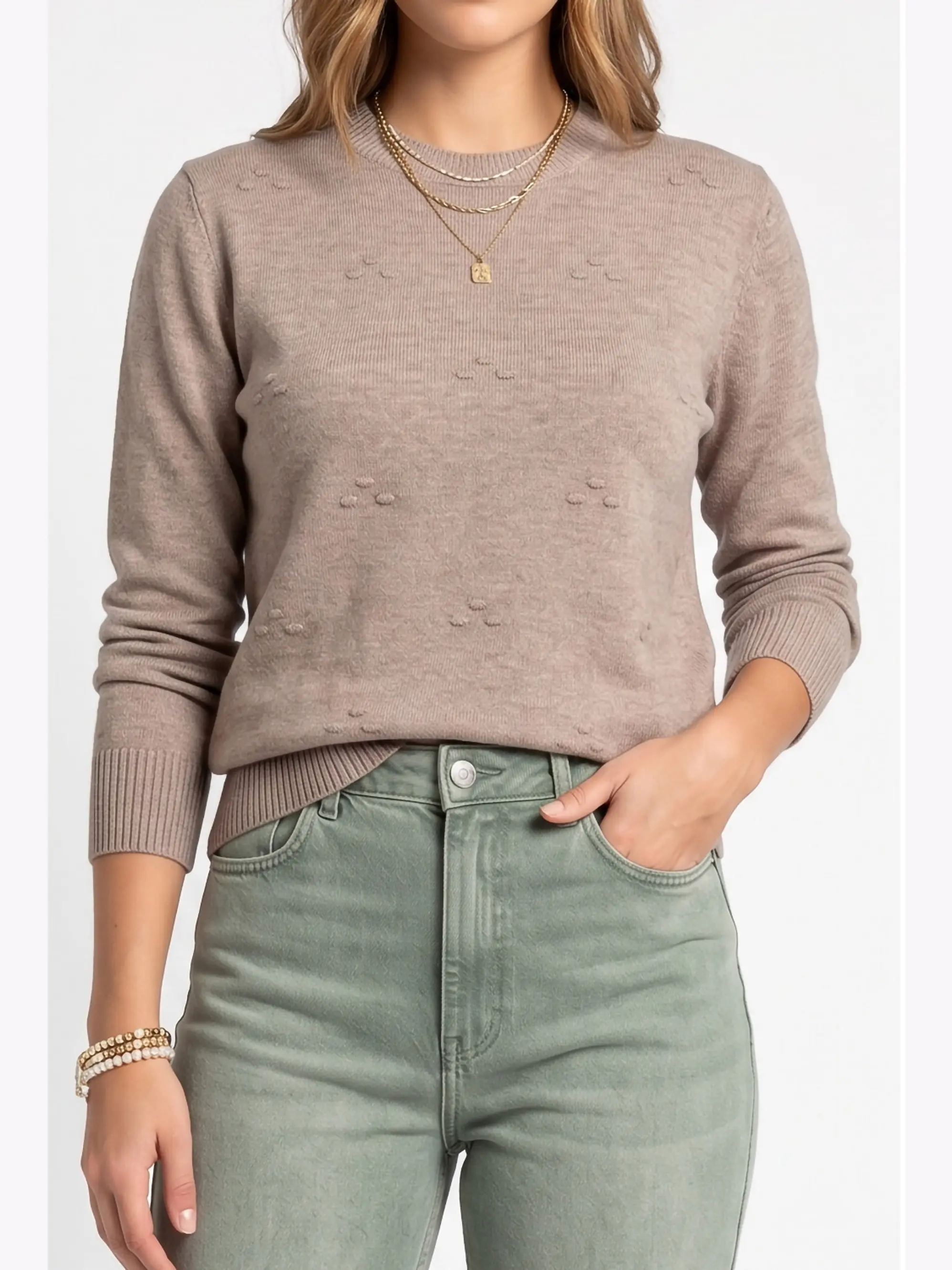 Sweater Tejido Cuello Medio con Detalles en Relieve 10