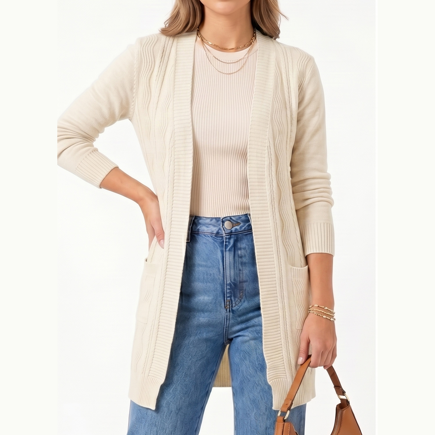 Cardigán spandex invierno texturado Anis colores