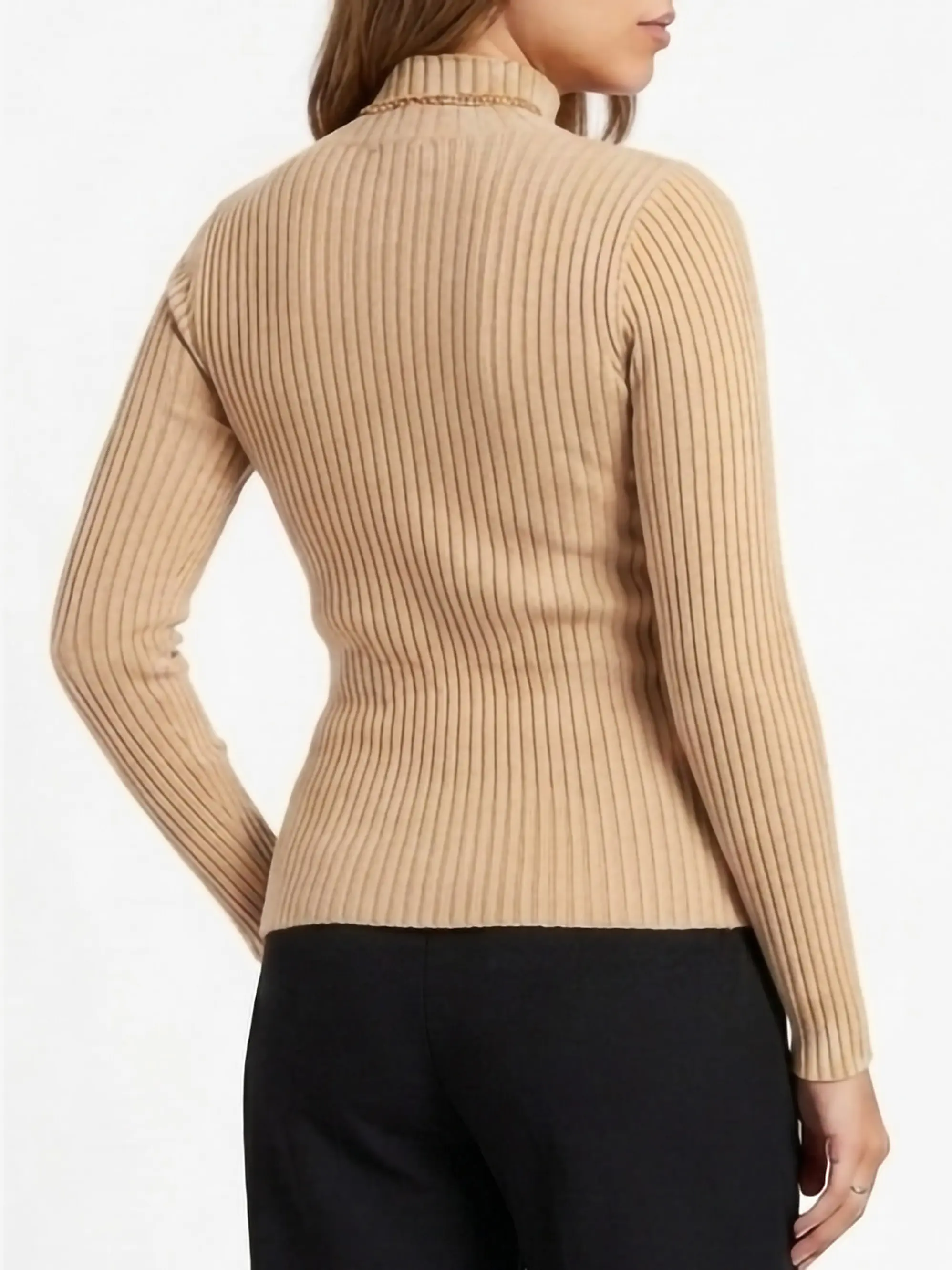 Sweater mujer Morley Cuello Alto con lineasFrontal 4