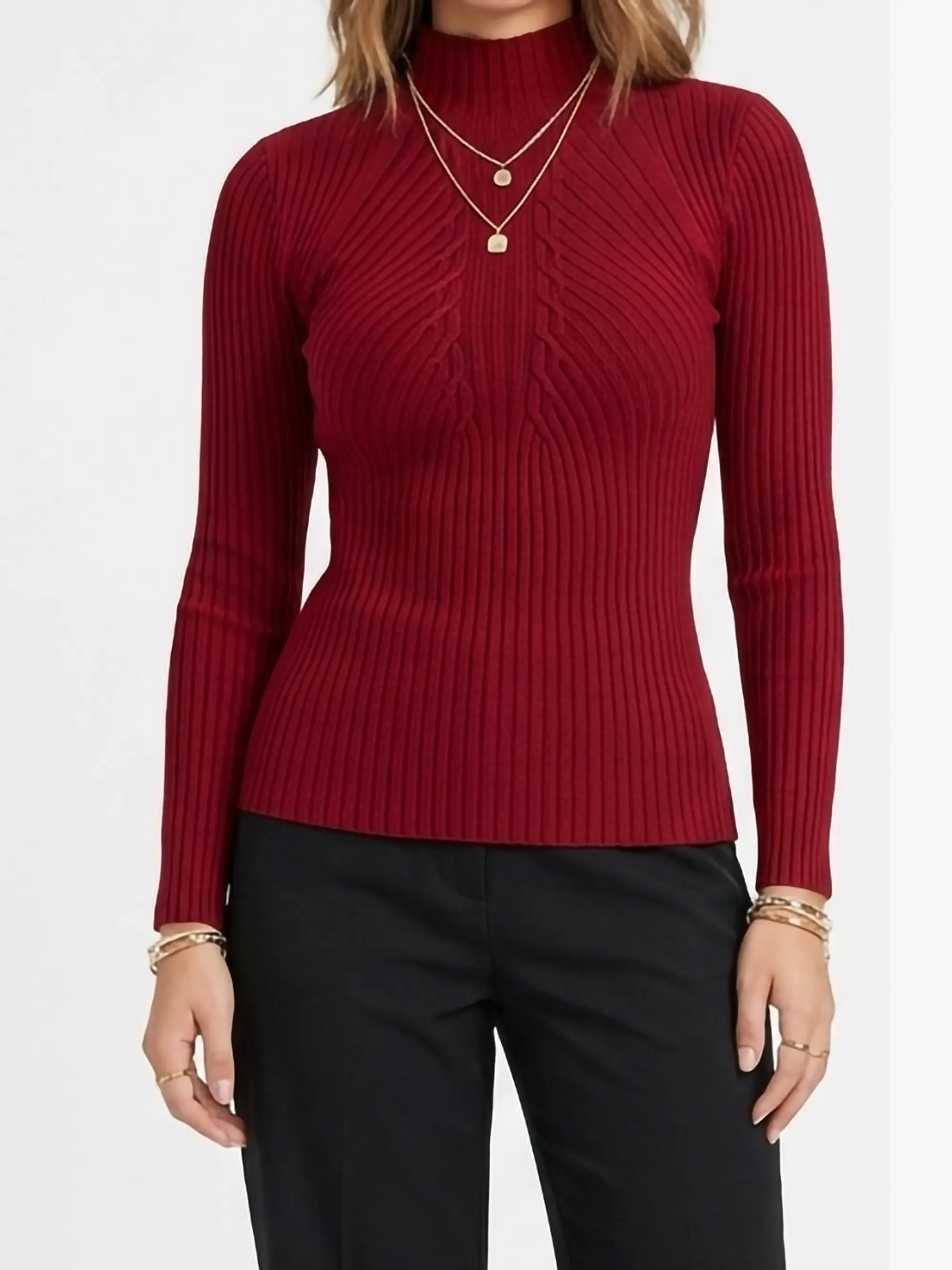Sweater mujer Morley Cuello Alto con lineasFrontal 10
