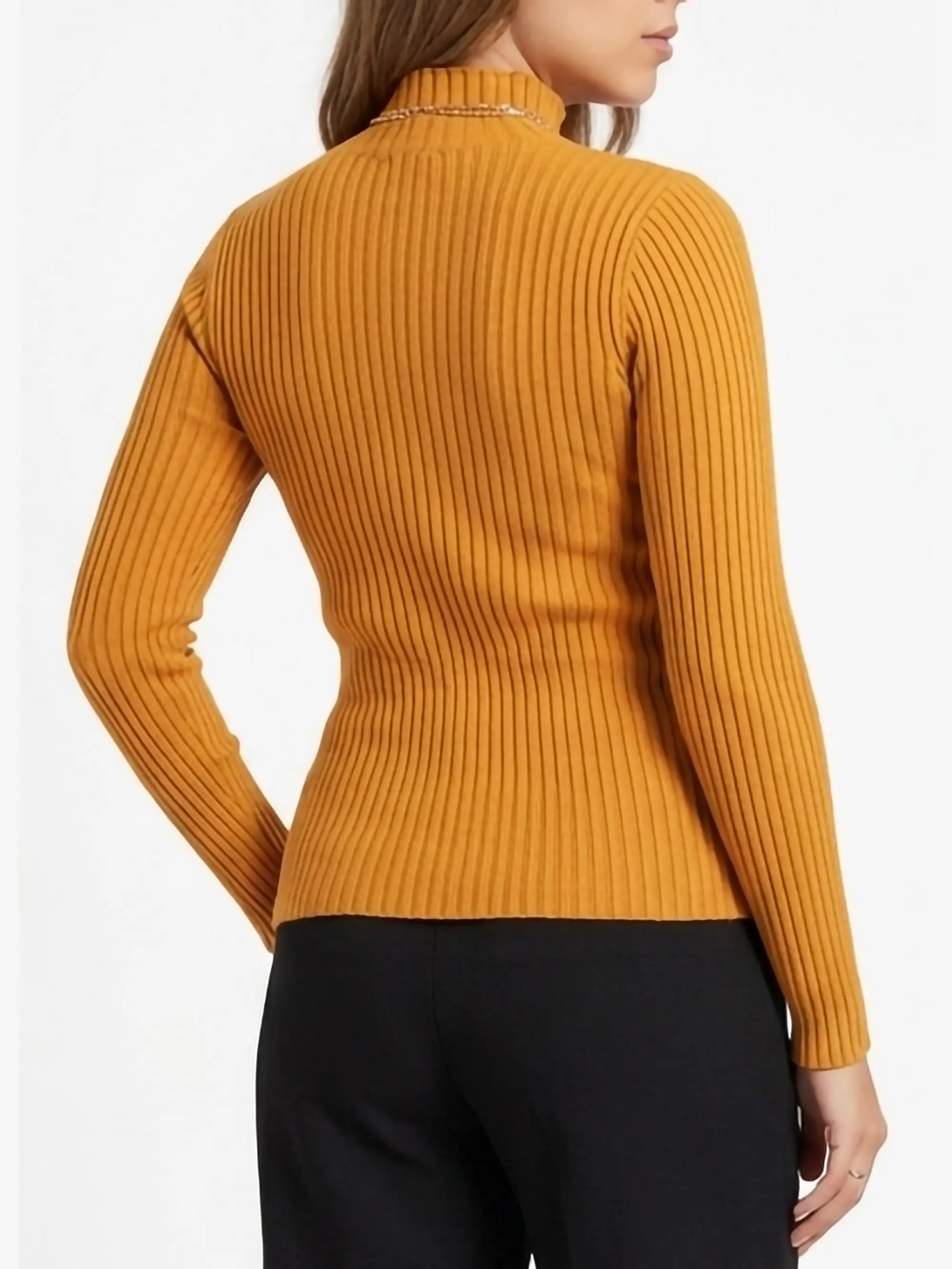 Sweater mujer Morley Cuello Alto con lineasFrontal 2