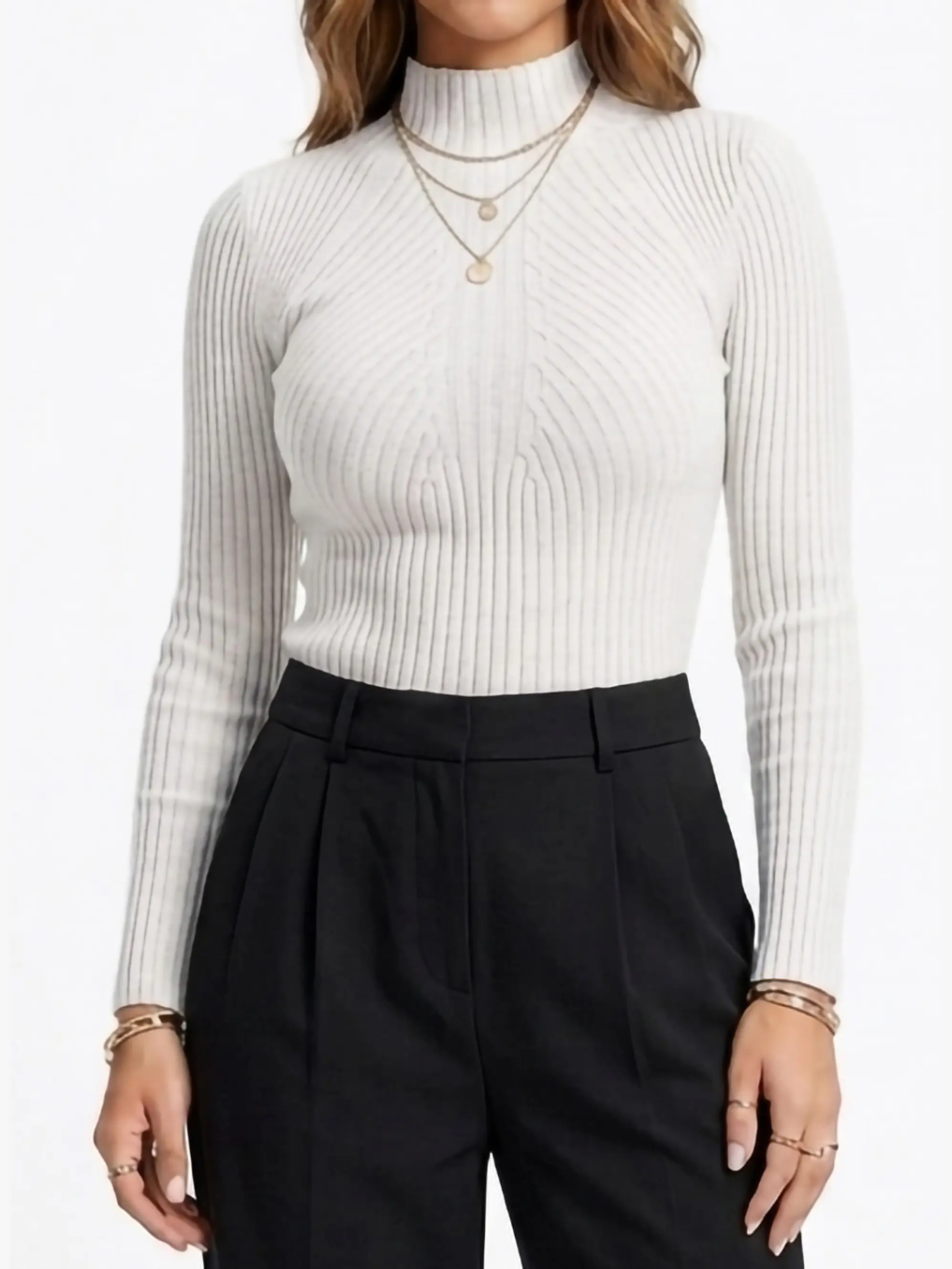 Sweater mujer Morley Cuello Alto con lineasFrontal 13