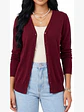 Cardigan Clasico Mujer Botones Escote V Chaleco Liso - Miniatura 1