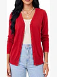 Cardigan Clasico Mujer Botones Escote V Chaleco Liso - Miniatura 6