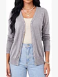Cardigan Clasico Mujer Botones Escote V Chaleco Liso - Miniatura 7