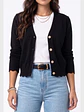 Chaleco Cardigan Mujer Corto Botones Tejido Fino Con Ondas - Miniatura 5