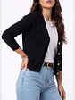 Chaleco Cardigan Mujer Corto Botones Tejido Fino Con Ondas - Miniatura 6
