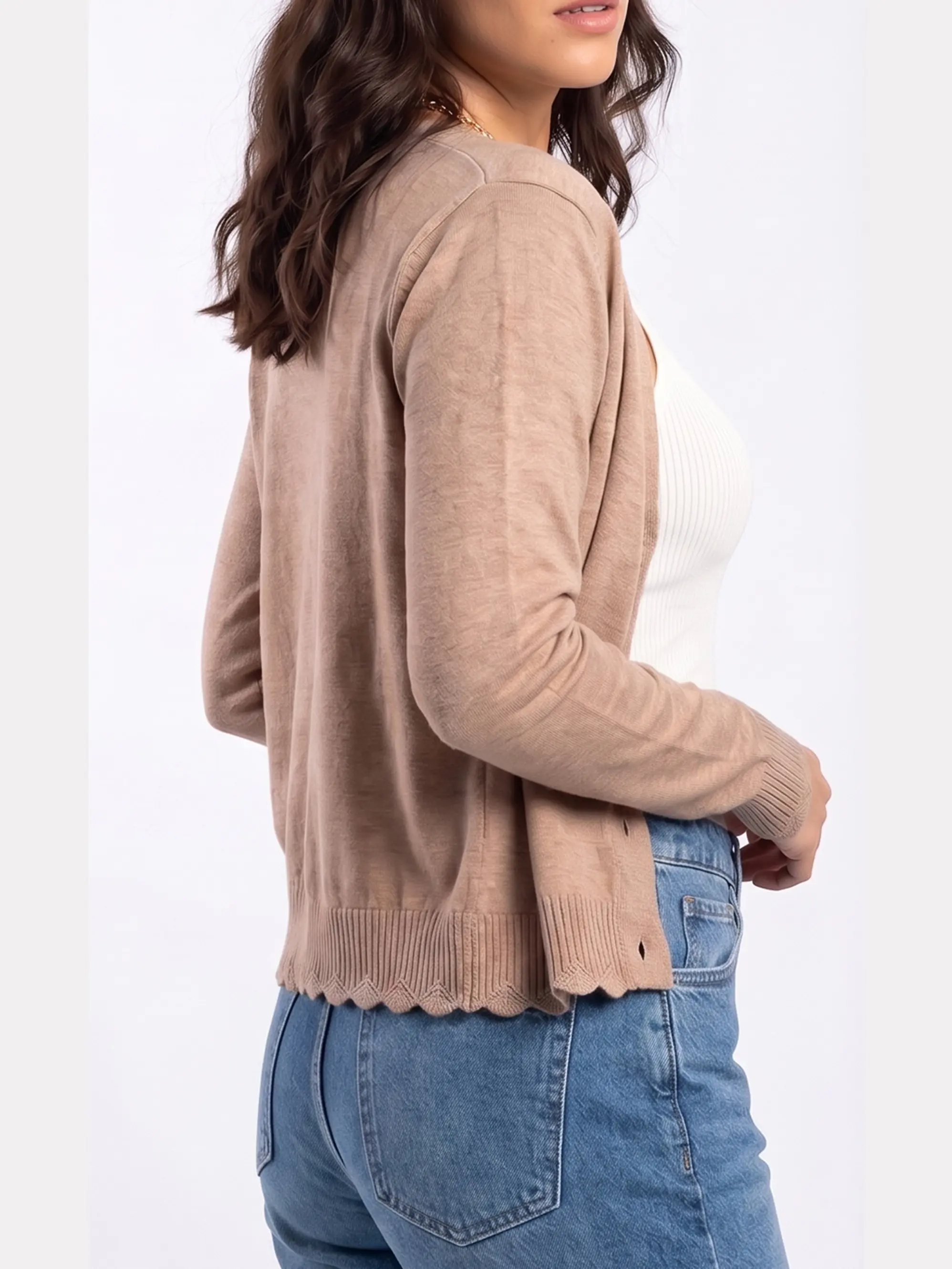Chaleco Cardigan Mujer Corto Botones Tejido Fino Con Ondas 18