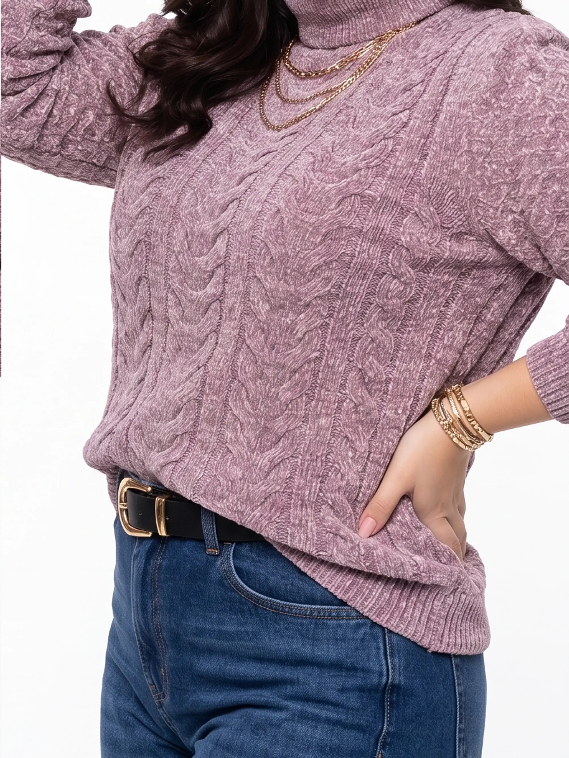 Sweater cuello alto mujer Chenille Luciana 6