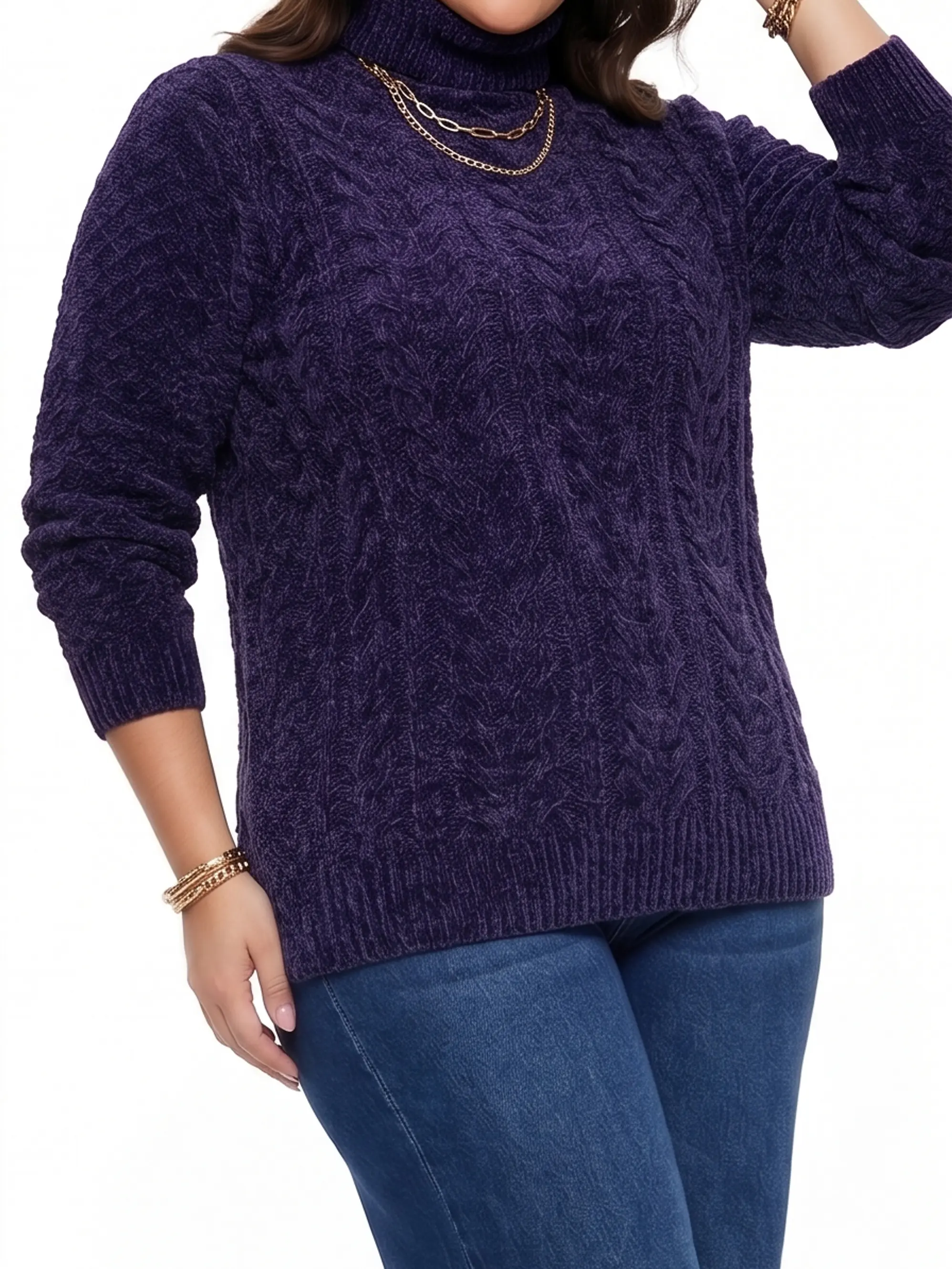 Sweater cuello alto mujer Chenille Luciana 2
