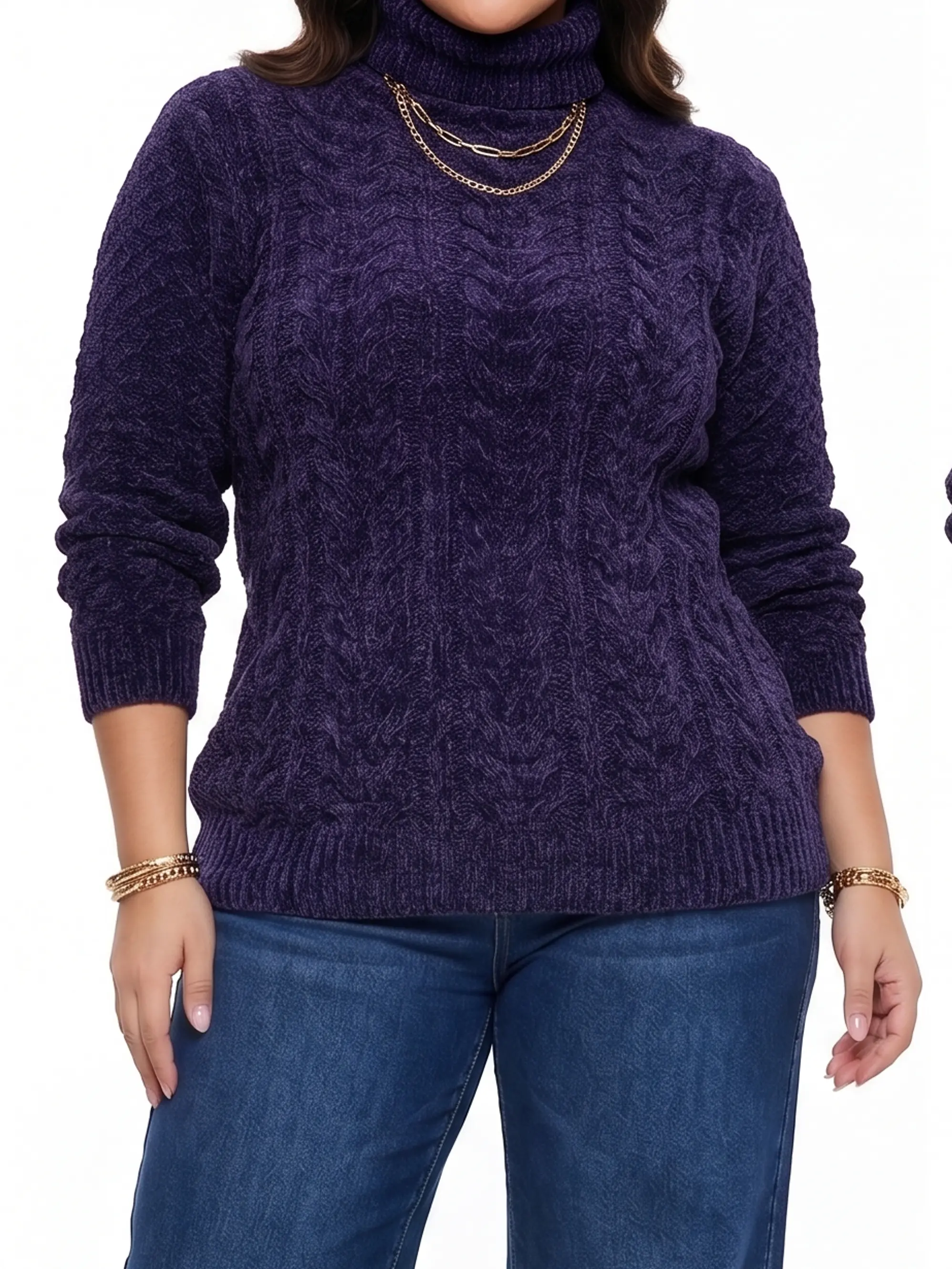 Sweater cuello alto mujer Chenille Luciana 1