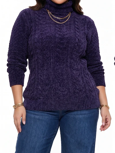 Sweater cuello alto mujer Chenille Luciana