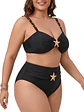 Bikini tiro alto talla grande Negro dije estrella de mar  - Miniatura 2