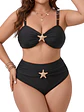 Bikini tiro alto talla grande Negro dije estrella de mar  - Miniatura 4
