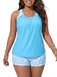 Tankini Short Celeste top polera estampado tropical - Miniatura 2