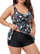 Tankini mujer floral con short negro - Miniatura 2