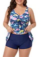 Tankini mujer short azul floral - Miniatura 4