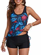 Tankini mujer short straps deportivo estampado - Miniatura 2