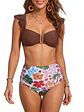 Bikini Cafe Top Vuelos con Calzón Floral Tiro Alto + PAREO - Miniatura 1