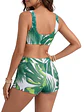 Bikini tiro alto blanco hojas verde  - Miniatura 2