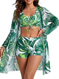 Bikini tiro alto blanco hojas verde  - Miniatura 1