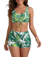 Bikini tiro alto blanco hojas verde  - Miniatura 4